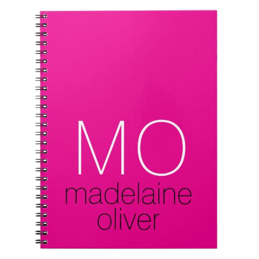 Journal de Carnet des initiales de monogramme rose (Devant)