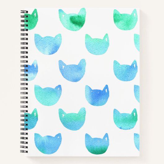 Journal de chat à l'aquarelle bleu vert pour artis (Devant)