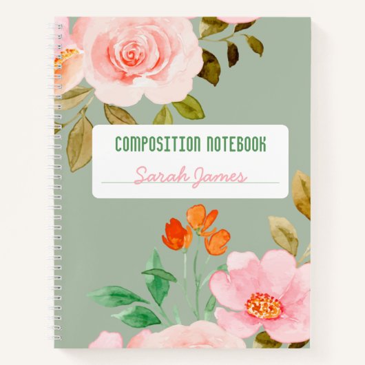 Journal de composition personnalisée en vert clair (Devant)
