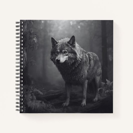 Journal de couverture rigide du Loup noir et blanc (Devant)