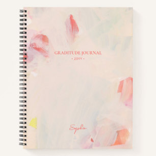 Journal de gratitude d'art floral abstrait rose et