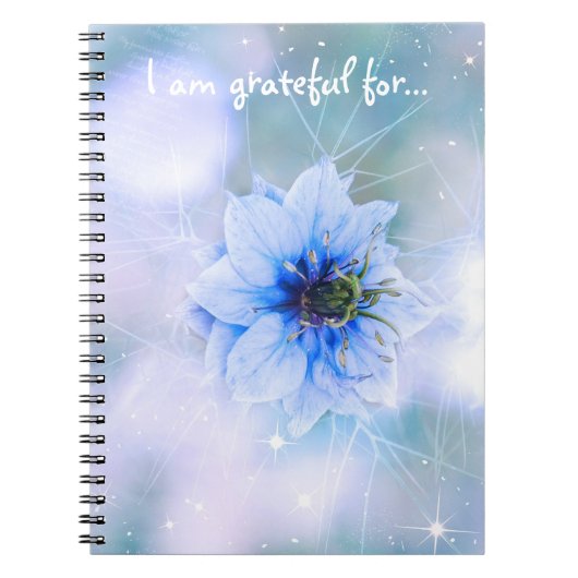 Journal de Gratitude de Fleur Bleu Étincelant (Devant)