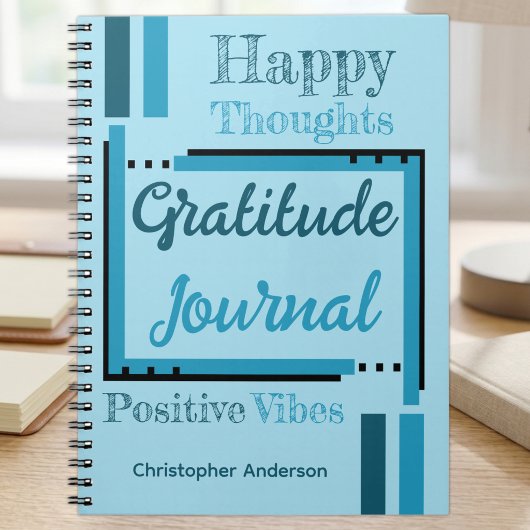 Journal de gratitude de nom personnalisé bleu
