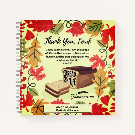 Journal de gratitude de Thanksgiving BREAD OF LIFE (Devant)