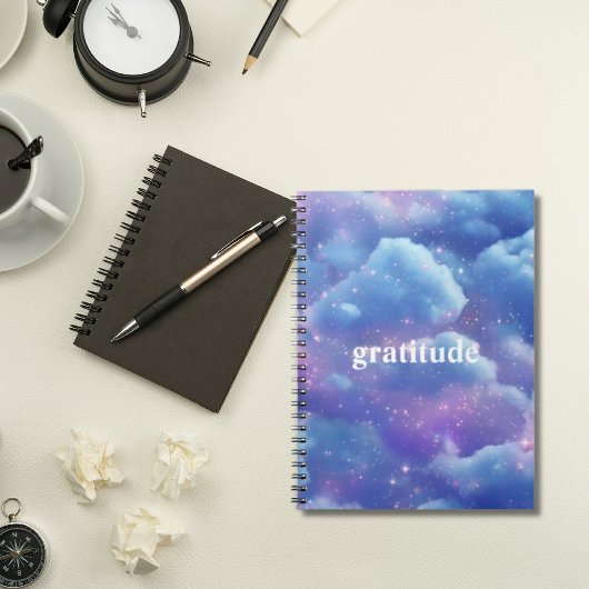 Journal de gratitude esthétique bleu nuageux | Réf