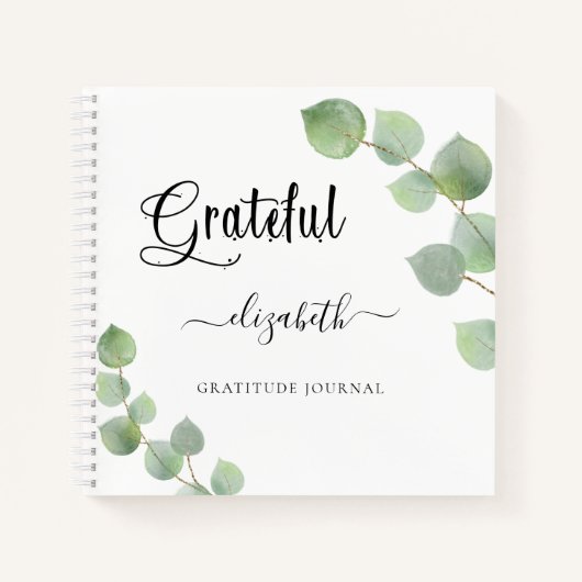 Journal de Gratitude eucalyptus script vert (Devant)