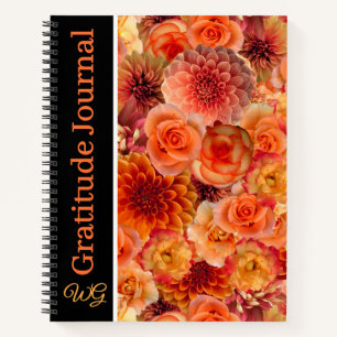 Journal de Gratitude Fleurs orange personnalisées