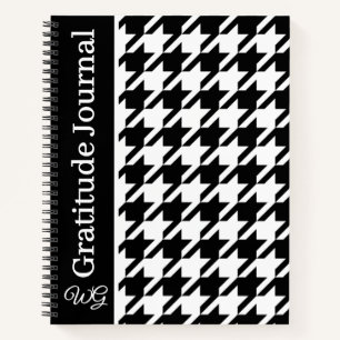 Journal de gratitude Houndstooth noir et blanc