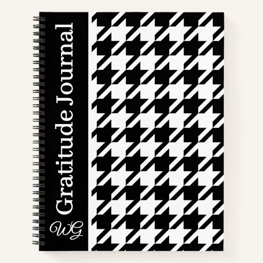Journal de gratitude Houndstooth noir et blanc (Devant)