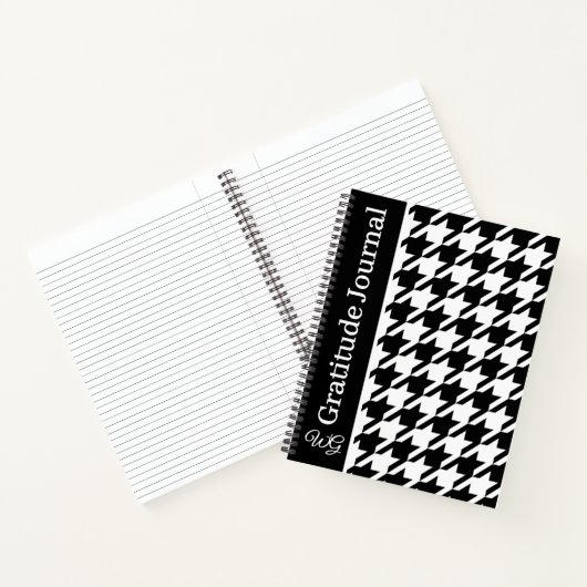 Journal de gratitude Houndstooth noir et blanc (Intérieur)