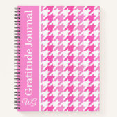 Journal de Gratitude Houndstooth rose et blanc (Devant)