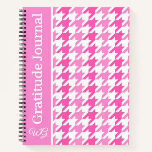 Journal de Gratitude Houndstooth rose et blanc