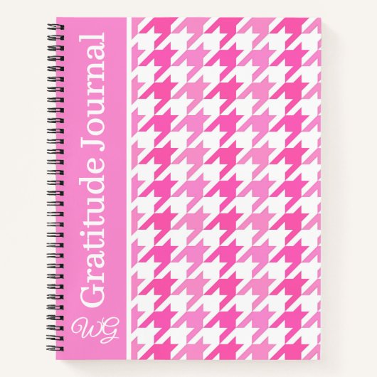 Journal de Gratitude Houndstooth rose et blanc (Devant)