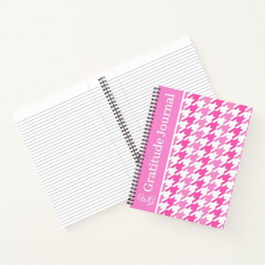 Journal de Gratitude Houndstooth rose et blanc (Intérieur)