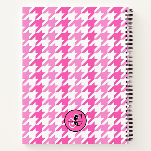 Journal de Gratitude Houndstooth rose et blanc (Dos)