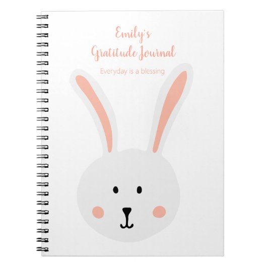 Journal de gratitude Lapin blanc mignon rose (Devant)