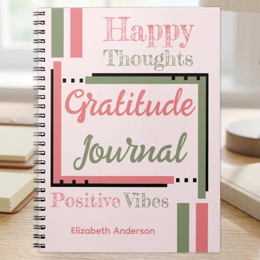 Journal de gratitude personnalisé vert rose