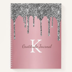 Journal de gratitude Rose Gold Silver Glitter Drip