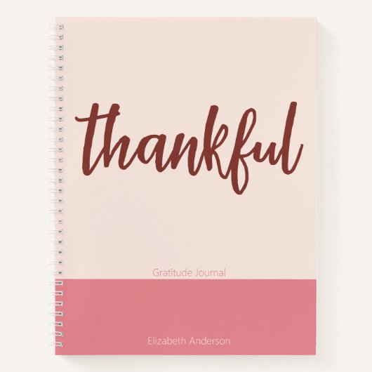 Journal de gratitude rose (Script) avec nom (Devant)