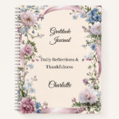 Journal de gratitude ruban rose fleurs crème (Devant)
