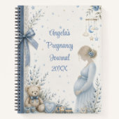 Journal de grossesse élégant Ourson fleuri bleu (Devant)
