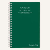 Journal de jardinage simple personnalisé nom vert (Recto)