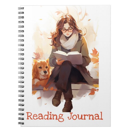 Journal de lecture Cute fille livre et chien Autom (Devant)