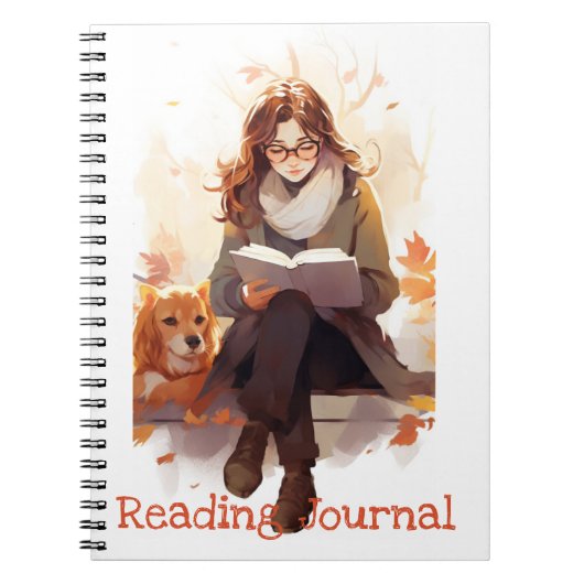 Journal de lecture Cute fille livre et chien Autom (Devant)