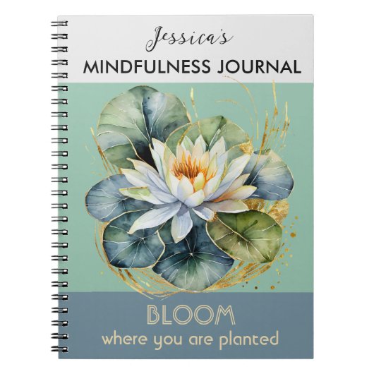 Journal de mindfulness vert personnalisé sur le né (Devant)