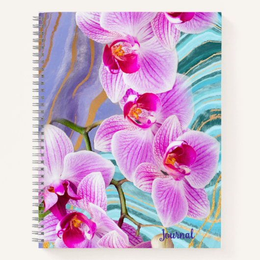 Journal de nom de géode aquarelle florale rose vio (Devant)