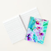 Journal de nom de géode florale verte aqua violet (Intérieur)