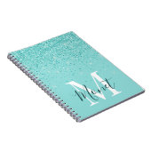 Journal de nom de monogramme à paillettes sarcelle (Côté Droit)