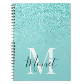 Journal de nom de monogramme à paillettes sarcelle (Devant)