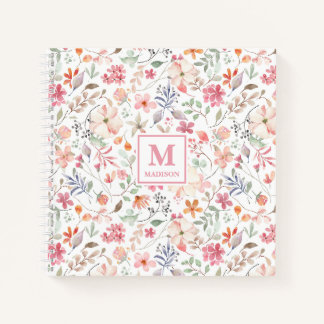 Journal de notes à monogramme Fleur sauvage