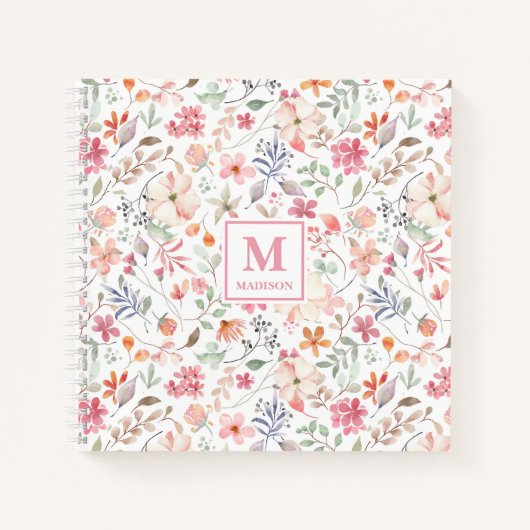 Journal de notes à monogramme Fleur sauvage (Devant)