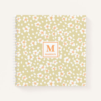 Journal de notes à monogramme floral
