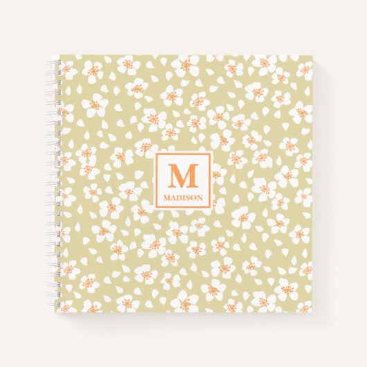 Journal de notes à monogramme floral (Devant)