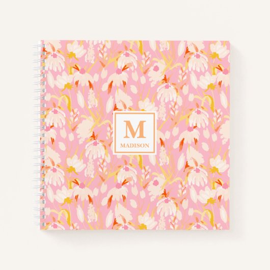 Journal de notes à monogramme floral (Devant)