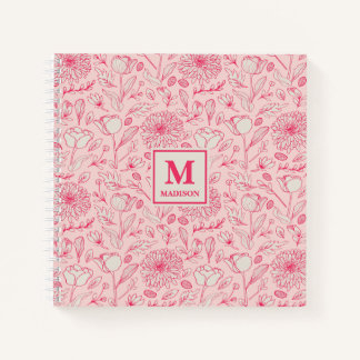 Journal de notes à monogramme floral