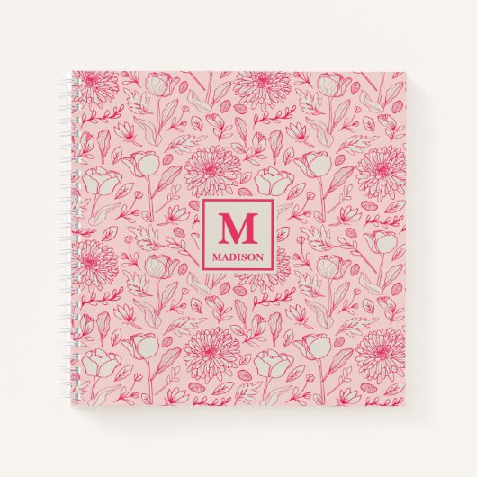 Journal de notes à monogramme floral (Devant)