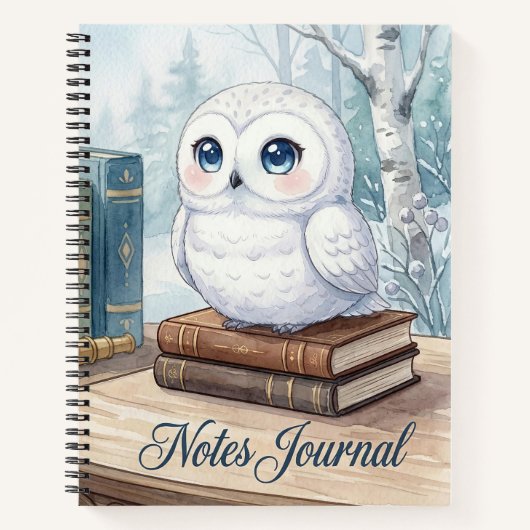 Journal de notes de chouette blanche mignonne (Devant)