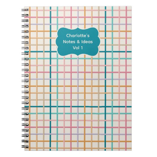 Journal de notes et d'idées à motif tissé pastel (Devant)