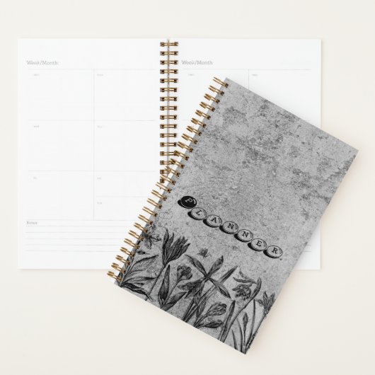 Journal de planification floral Grunge (Devant avec enveloppe)