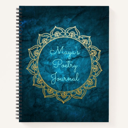 Journal de poésie personnalisée Gold Mandala (Devant)
