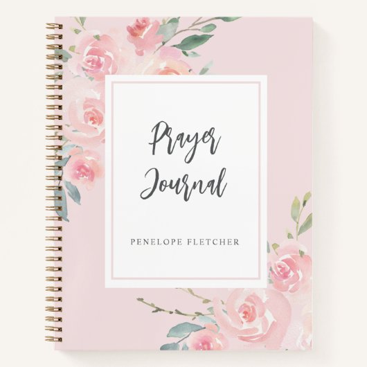 Journal de prière Aquarelle Floral Élégant rose (Devant)