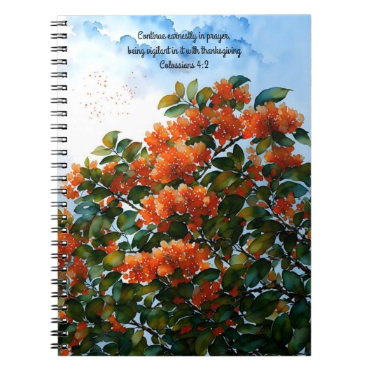 Journal de prière avec versets bibliques et fleurs (Devant)