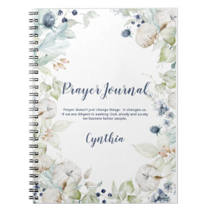 Journal de prière floral bleu poussiéreux et vert