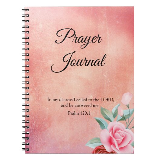 Journal de prière florale rose avec Écriture (Devant)