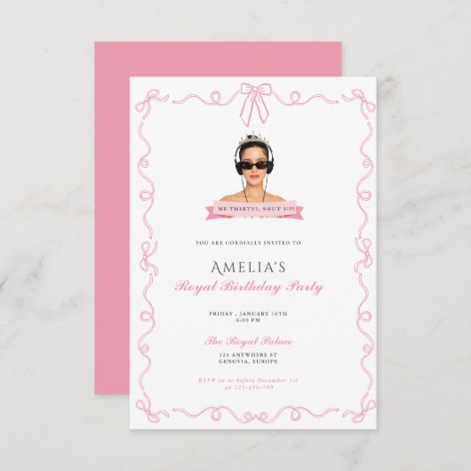 Journal de princesse 30e anniversaire Invitation m (Devant / Derrière)