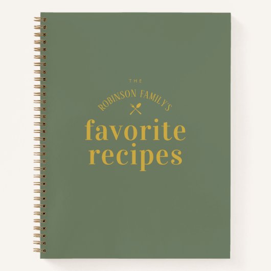 Journal de recette moderne et tendance Khaki Green (Devant)